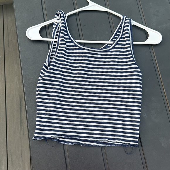 I am selling a blue and white striped crop top from Kohl’s - Picture 2 of 2